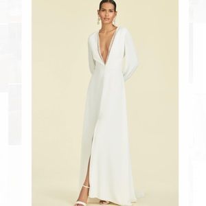 Sachin & Babi "Britt" V Neck Beaded Floor Length Wedding Dress With Slit